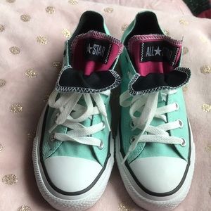 Tiffany Blue Double Tongue Low Top Converse